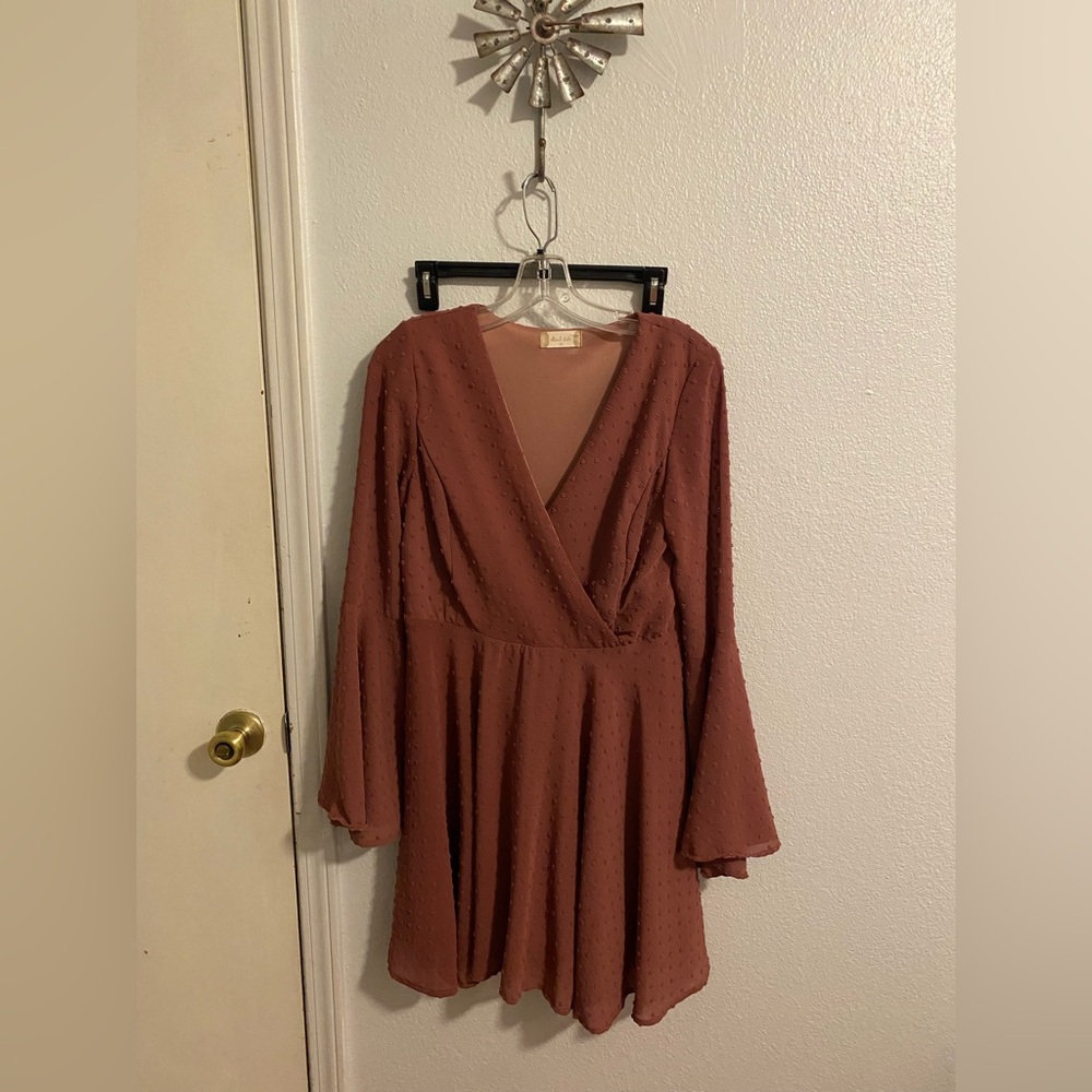 Altar'd State Dusty Rose Long Sleeve Dress
